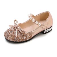 2021 Summer Girls Shoes Bead Mary Janes Flats Princess Glitter Leather Shoes Baby Dance Kids Sandals Children Wedding ShoesTH