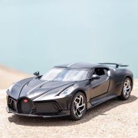 1/32 Alloy Toy Vehicle Bugatti La Voiture Noire Black Dragon Sports Car Model Die Cast Pull Back Sound Light Supercar Toys
