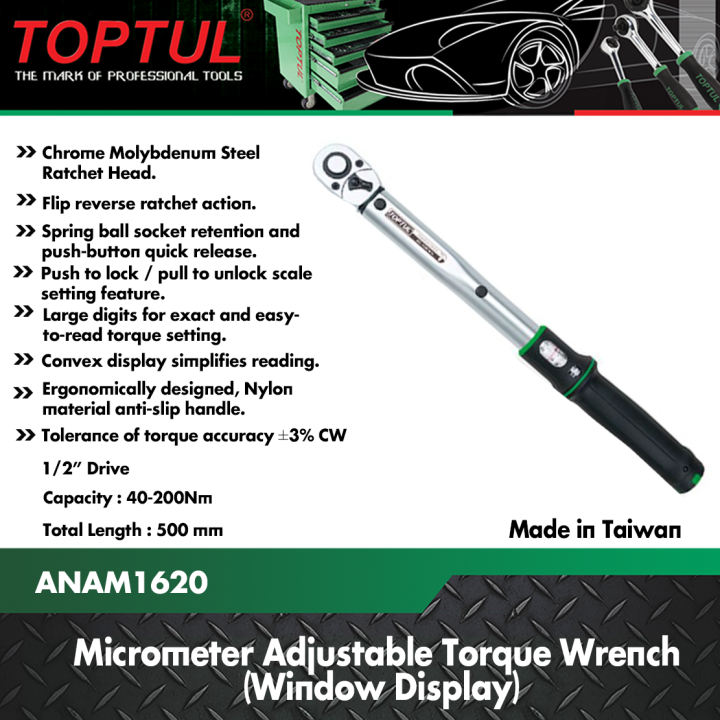 Toptul Micrometer Adjustable Torque Wrench 1/2