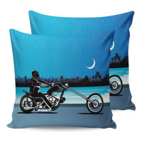 Motorcycle Night Seaside Pillow Cases Sofa Decor Pillow Cover for Living Room Decorative Pillows In Bedroom Printed Pillowcase