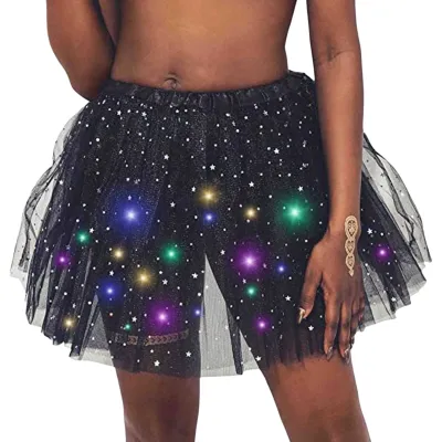 【CC】◊﹊✢  Star Mesh Pleated Tulle Skirt With Dancing Miniskirt Costume Clothing