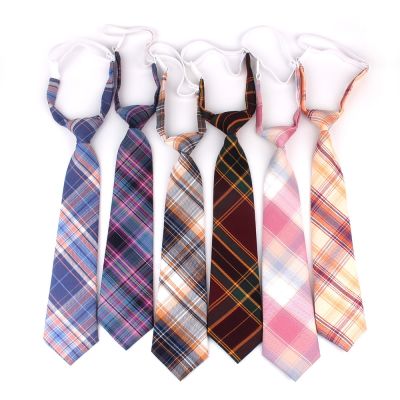 New Rubber Ties Casual Plaid Necktie For Boys Girls Neck Ties Simple Slim Necktie Gravatas Lazy Person Student Tie Neck Wear