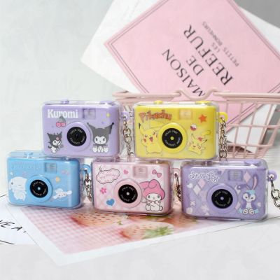 Glowing Cartoon Sanrio Melody Camera Keychain Kuromi Cinnamoroll Mini Camera Pendant Cute Bag Accessories Diy Girl Gift Key Chains