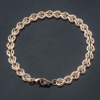 Womens Men Short Bracelet 16cm-19cm 585 Rose Gold Color Link Rolo Chains