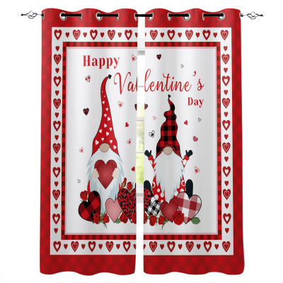 Happy ValentineS Day Love Gnome Window Curtains Home Decor Living Room Curtains Bathroom Bedroom Window Drapes
