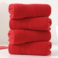 Red Cotton Towels Wedding Gift Face Towel Solid Color Soft Thick Towel 34x74cm for Adults Kids Home Bathroom Toalla Serviette