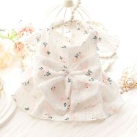 Summer New Pet Princess Dress Breathable Thin Cotton Material Skirt Printed Fresh Flower Small Medium Dog Clothing Pet Apparel Dresses