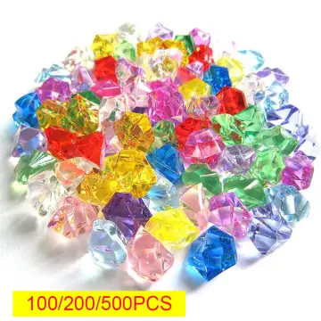 Clear Fake Ice Cubes, 100 PCS 1 Plastic Ice Cubes Square Acrylic