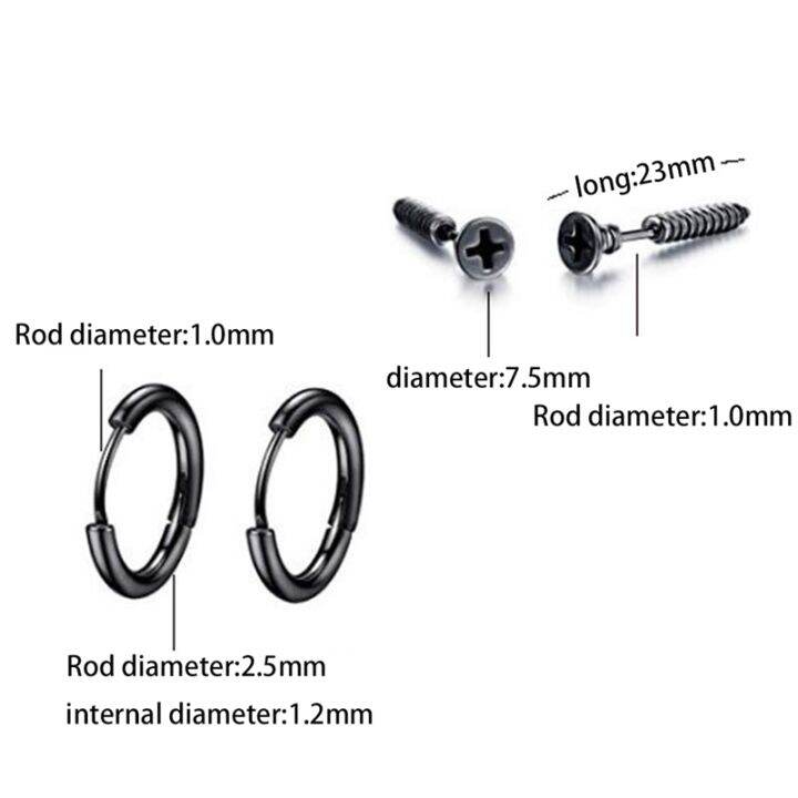 warmmarket-6pairsset-stainless-steel-stud-earrings-for-men-hoop-earrings-piercing-black-dumbbell-stud-earring-set