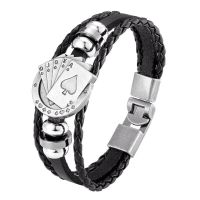 Vintage Multi-layer Leather Woven Poker Bracelet Charming Mens Bracelet New Fashion Hip-hop Punk Accessories Jewelry Wholesale Charms and Charm Brace