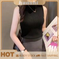 hanshi [2023 new HOT FASHION] lazlook แฟชั่นครึ่งคอเต่าถักถังฤดูร้อนผู้หญิงลำลองสีทึบแขนกุดเสื้อกั๊ก