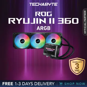 ASUS ROG RYUJIN II 360 ARGB All-in-one Liquid CPU Cooler, 360mm Radiator  3.5 color LCD (Three ASUS ROG 120mm 4-pin PWM Fans ARGB) with Armoury  Creat Controls 