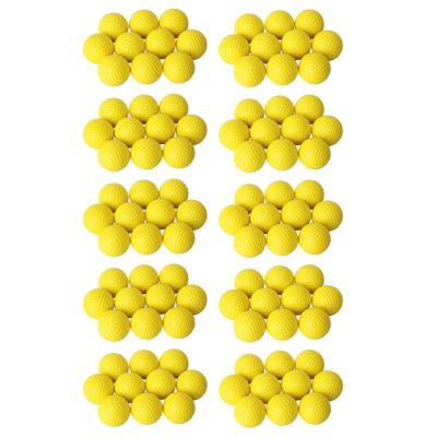 100Pcs Yellow Soft Elastic Indoor Practice PU Golf Ball