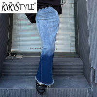 RYRYSTYLE สายรัดเอวสำหรับผู้หญิง,กระโปรงไล่สีสีฟ้าดีไซน์อินเทรนด์สไตล์ออสเตรเลีย2023แฟชั่นใหม่กระโปรงยาวผ่า