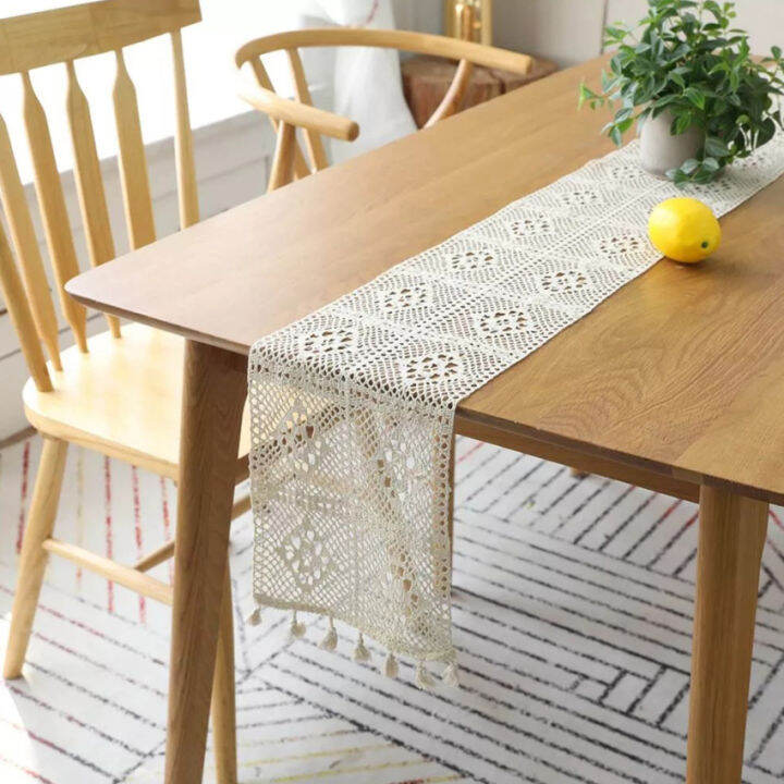 vintage-macrame-table-runner-ผ้าฝ้ายโครเชต์-turbans-สไตล์ตาราง-runner-พร้อมพู่คริสต์มาสงานแต่งงานตกแต่งห้องรับประทานอาหาร24x140cm