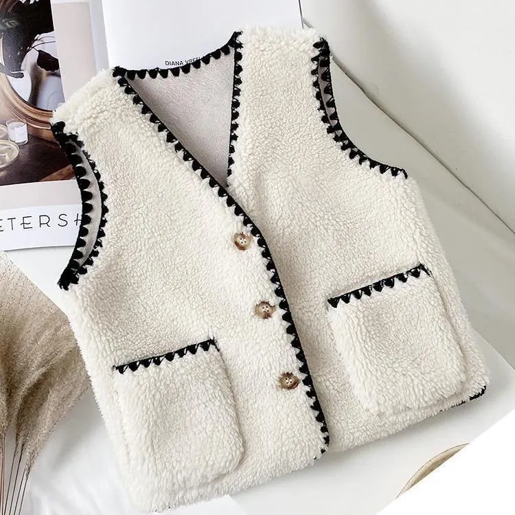 Girls' Waistcoat Is Popular, Small Fragrance, Foreign Style, Korean  Version, Cantilevered Shoulders, Medium and Large Children's Autumn  Clothes, Waistcoat, Lamb Hair, Top | Lazada