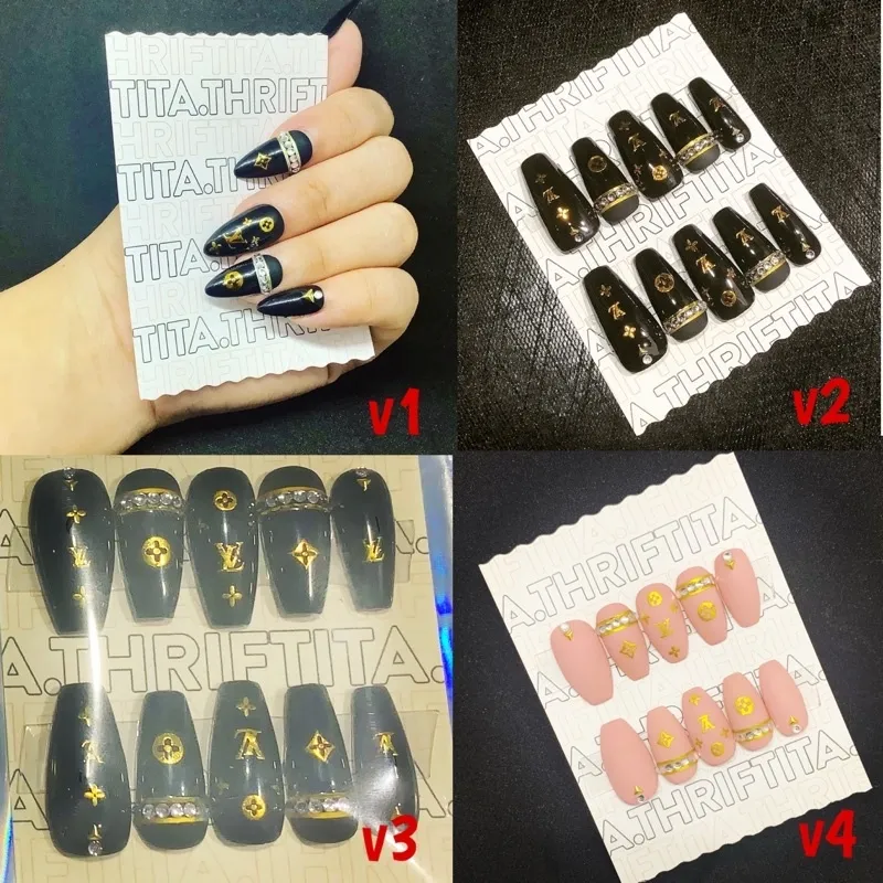 LV Beige  uv gel press on nails/ fake nails by Thriftita