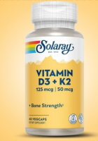 Solaray, Vitamin D3 + K2, Soy-Free, 60 VegCaps