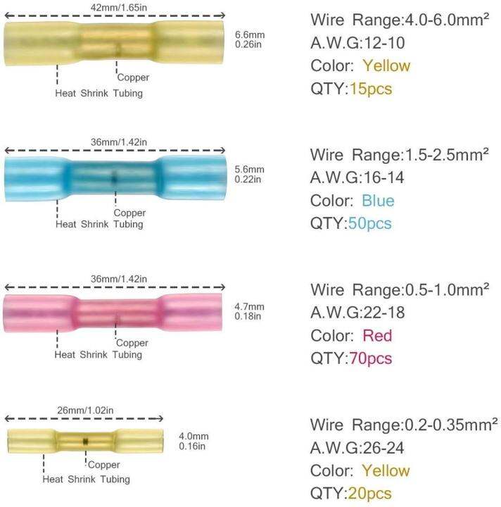 hot-selling-640-250ชิ้นเชื่อมต่อหดตัวด้วยความร้อนกันน้ำตัวเชื่อมต่อสายไฟและความร้อนหดก้น-crimp-เชื่อมต่อไฟฟ้า