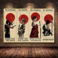 ญี่ปุ่น Samurai Girl Wall ภาพวาดผ้าใบพิมพ์-Be Strong และ Brave - Home Decor งานศิลปะสำหรับห้องนั่งเล่น-ภาพโมดูลาร์-คุณภาพสูง