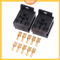 Aleaty? 2ชุด5Pin POLES AUTOMOTIVE Relay BASE Holder SOCKET พร้อมขายึดสำหรับรีเลย์3334485008 DJJ7054Y-6.3-21