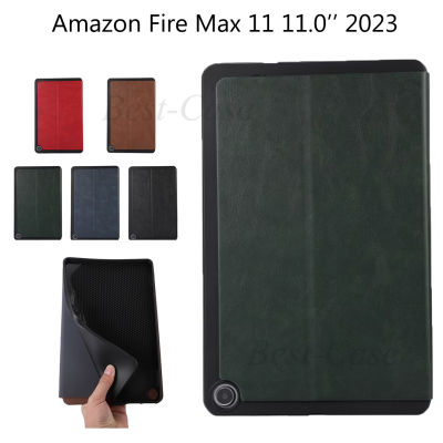 เคสสำหรับ Amazon Fire ขนาดสูงสุด11นิ้ว11.0นิ้ว2023เรียบง่าย Amazon Fire หนังสือแฟชั่นฝาพับ Max11 2023ป้องกันเหงื่อฝาปิดหนังตั้งเป็นฐานได้ PU
