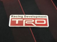 ป้าย TRD อลูมิเนียม racing development ขนาด 8 x 3 cm จำนวน 1 ชิ้น***ราคาถูกสินค้าดีมีคุณภาพ**