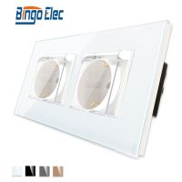 Bingoelec White Black Waterproof Socket Crystal Glass Panel Electrical Outlets 16A Sockets Accessories Equipment Supplies Electrical Circuitry  Parts