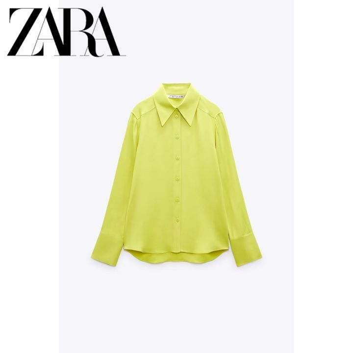 zara-ใหม่-เสื้อเชิ้ตแขนยาว-ผ้าเรยอน-สําหรับผู้หญิง