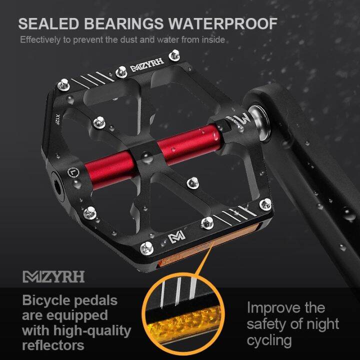 hyfvbujh-reflective-pedal-3-bearings-non-slip-mtb-pedals-aluminum-flat-applicable