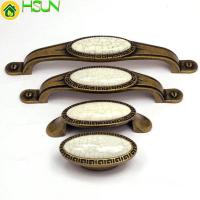 2.5 3.75 5 Antique Bronze Crack Door Pulls Handles Oval Gem Ceramic Knobs Kitchen Cabinet Drawer Knobs Furniture Handle