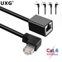 ♗♧ Cat6 Ethernet Extension Cable Rj45 Cat6 5 Ethernet Lan Network Cable Male to Female RJ45 90 Degree Right Up Anlge for PC Laptop