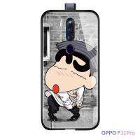 สำหรับ OPPO F11 Pro อะนิเมะ Chibi Maruko Crayon Shinchan แฟชั่นชุดปลอก Glossy กระจกเทมเปอร์ฝาหลัง