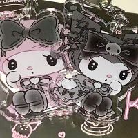 CURIO12 ชุดเดรสสีเข้ม พวงกุญแจอะคริลิค Kuromi Y2K ลูกไม้ปักลาย จี้ My Melody PUNK คาวาอิ คีย์เอ็นจี จี้กระเป๋าเป้สะพายหลัง