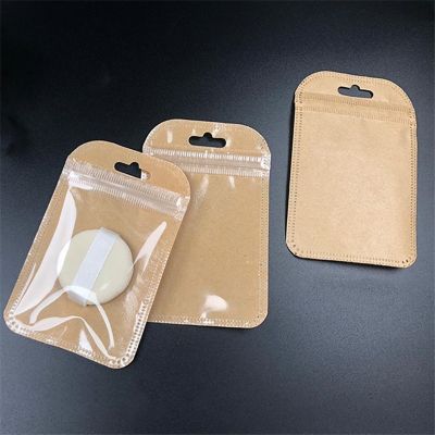 100pcs 7x11cm Small kraft paper ziplock bag Jewelry Zip Zipped Lock Reclosable Poly Bags clear Mini Thick Pouch