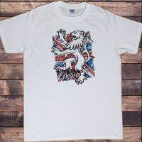 Mens เสื้อสีขาว England Union Jack Distressed Lion Proud อังกฤษพิมพ์ TSY5