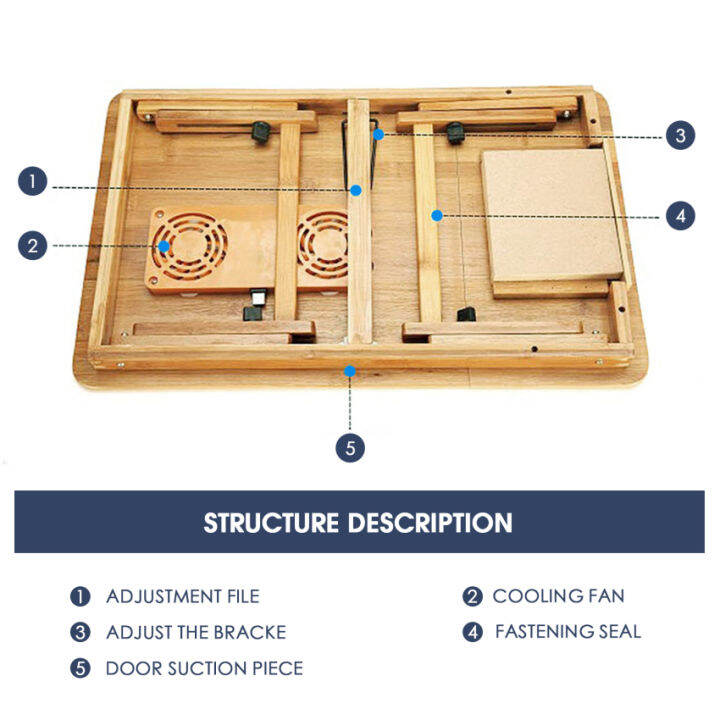 100-โต๊ะแลปท็อป-comkes-โต๊ะแล็ปท็อปที่ปรับได้โต๊ะแลปท็อป100-ไม้ไผ่-usb-พัดลมทำความเย็นพับเสิร์ฟอาหารเช้าเตียงถาด-w-tilting-ลิ้นชักด้านบน
