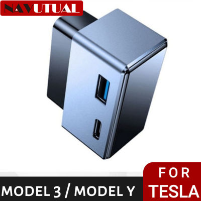 Tesla รุ่น3 Y X S OBD ปลั๊กพอร์ต Extender ศัพท์ PD Fast Charging USB Type-C Dual Heads Wall Adapter 2021 2022 2023อุปกรณ์เสริม