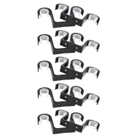 10Pcs Double Curtain Rod Brackets Ceiling Mount Supports Aluminum Alloy Black