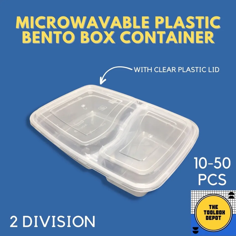 3D Plastic 2 Compartment Food Container with Clear Lid