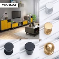 【LZ】✥  Modern Simple Round Thumb Handle Drawer Wardrobe Cabinet Door Knobs and Pulls Solid Space Aluminum Black/silver Furniture Handle