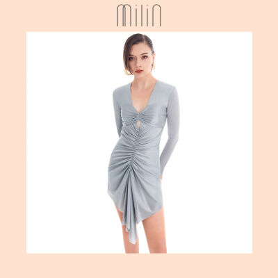 [MILIN] Long sleeves sweet heart ruched mini dress เดรสสั้นแขนยาวดีเทลแต่งรูดช่วงอก / Corylus Dress