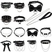 【DT】hot！ New Woman Punk Choker Collar Necklace Pu Leather Goth Rivets Pendientes Gothic Jewelry