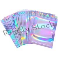 【hot sale】 ☃ B41 30 Pieces Resealable Smell Proof Holographic Bags Foil Pouch Bag Flat for Party Favor Food Storage Packaing Bags for Business