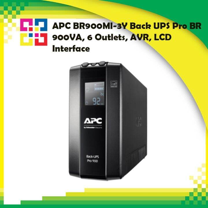 APC BR900MI-3Y Back UPS Pro BR 900VA/540W 6 Outlets, AVR, LCD Interface ...