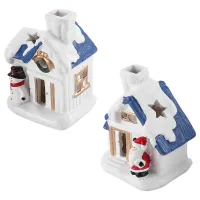 Christmas LED Light Snow House Village Luminous Christmas Ornament Figurine Crafts Xmas Decor