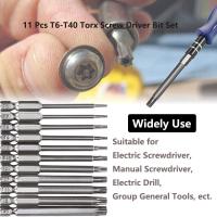 KLJDED 11Pcs หัวแบน หัวจับดอกสว่านหกเหลี่ยม เป็นรูกลวง ดอกพลัม ไขควง Torx ทนทานต่อการใช้งาน 75/100มม. ชุดดอกสว่านแม่เหล็ก