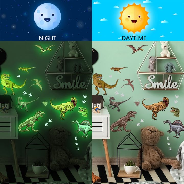 dinosaur-luminous-wall-stickers-glow-in-the-dark-animal-decals-for-kids-room-nursery-home-decor-fluorescent-wallpaper