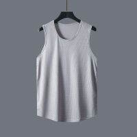 Ice Mesh Vest สำหรับผู้ชายฤดูร้อนน้ำหนักเบาความเร็วแห้งระบายอากาศไหล่กว้างกีฬากลางแจ้งรอบเสื้อกล้ามยิมกลวง OLM1