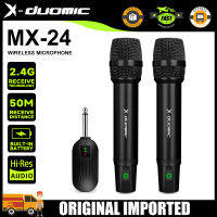 X-DUOMIC MX-24ไมโครโฟนไร้สายระดับมืออาชีพ , แกนไมโครโฟน HD , ระยะรับสัญญาณ 50 เมตร , ไมโครโฟนและตัวรับสัญญาณมีแบตเตอรี่ในตัวแบบชาร์จไฟได้，สถานะการชาร์จเต็มเป็นเวลา 6 ชั่วโมง + ，เวลาในการชาร์จประมาณ 2.5 ชั่วโมง